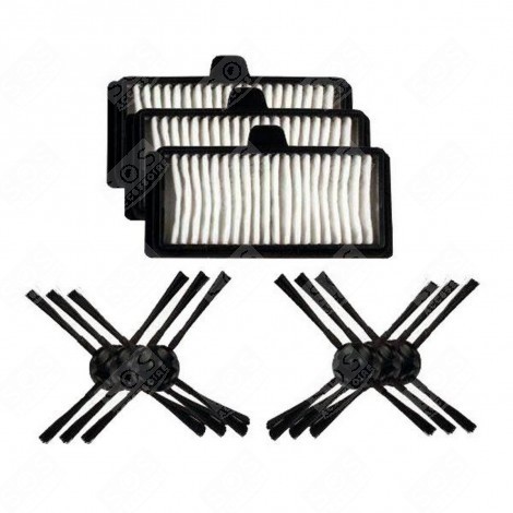 KIT MRK03 : 3 FILTRES HEPA + 6 BROSSES LATERALES ASPIRATEUR ROBOT - MKR-03