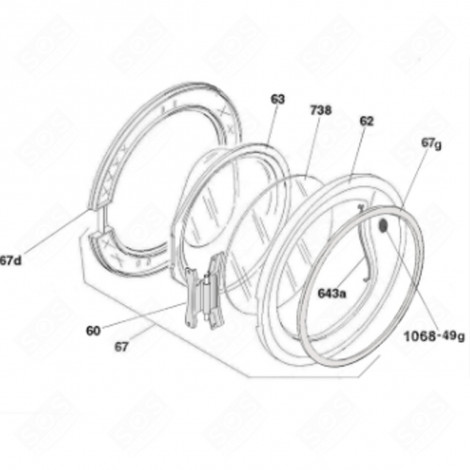 ENCADREMENT DE HUBLOT (REPÈRE 62) LAVE-LINGE - 43012325