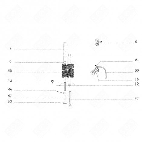 RESISTANCE STEATITE 3000W LONGUEUR 450 MM DIAM 52MM (REPÈRE 45) CHAUFFE-EAU - 95X0022