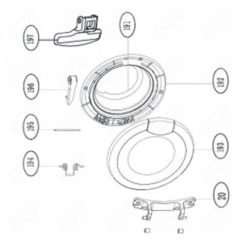 CADRE DE HUBLOT INTÉRIEUR (REPÈRE 192) LAVE-LINGE - AS0033162