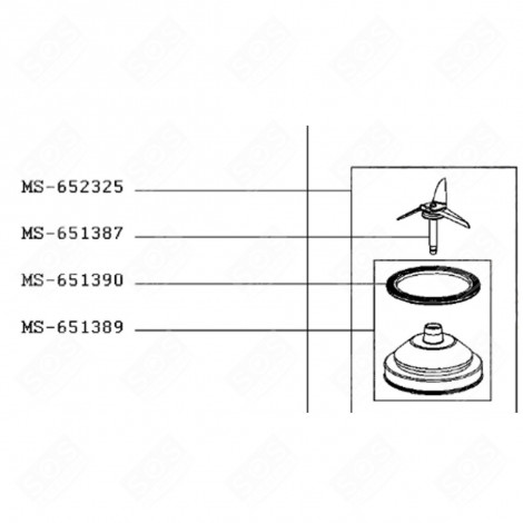 COUTEAU BLENDER + JOINT (REPÈRE MS-651387) ROBOT MÉNAGER - MS-651387, MS-653230