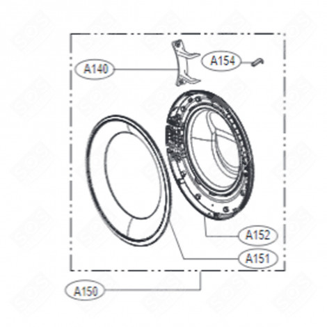 HUBLOT COMPLET (REPÈRE A150) LAVE-LINGE - ADC74745514