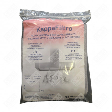 FILTRE UNIVERSEL AVEC CHARBON ACTIF 90 X 47CM HOTTE - FK022