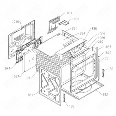 PAROI DE FOUR NG3 BIO PYRO 60 (REPÈRE 881) FOUR, CUISINIÈRE - 460593