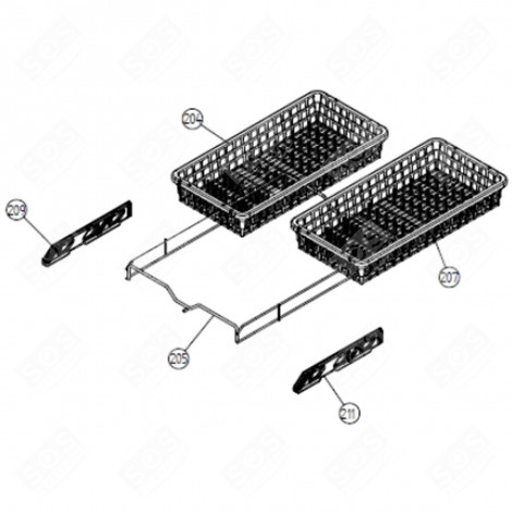 PANIER COUVERT GAUCHE (REPÈRE 204) LAVE-VAISSELLE - 488568