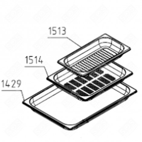 LÈCHEFRITE VAPEUR 1/2X40 PERFORE (REPÈRE 1514) FOUR, CUISINIÈRE - 464571