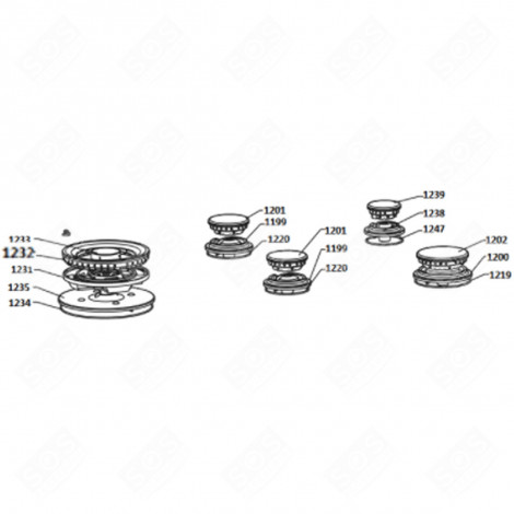 COURONNE WOK CD (REPÈRE 1232) FOUR, CUISINIÈRE - 272811