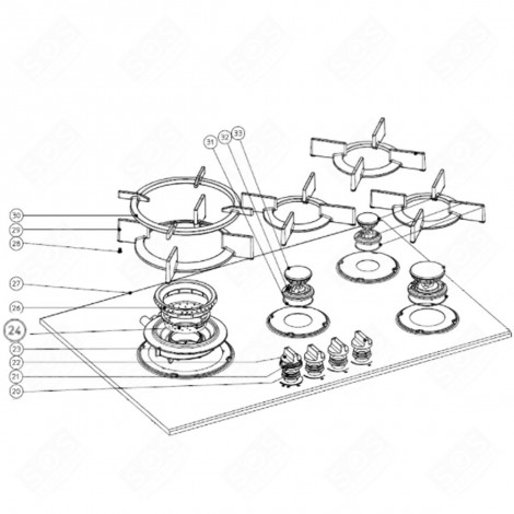 COURONNE DE BRULEUR (REPÈRE 24) FOUR, CUISINIÈRE - 523855