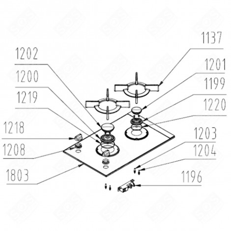 CHAPEAU DE BRULEUR (REPÈRE 1201) PLAQUE DE CUISSON - 405668