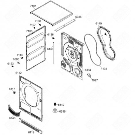 COUVERCLE PAROI ARRIÈRE V2 SP/K A-10 (REPÈRE 6149) SÈCHE-LINGE - 603333