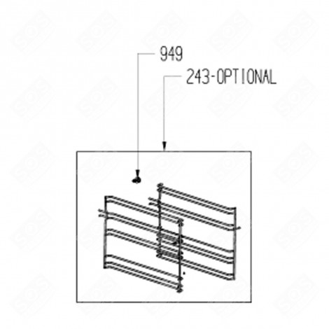 GRADIN LATÉRALE DROIT + GUIDE TÉLESCOPIQUE (REPÈRE 243) FOUR, CUISINIÈRE - 210443593