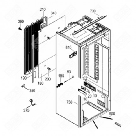 EVAPORATEUR RÉFRIGÉRATION (REPÈRE 180) RÉFRIGÉRATEUR, CONGÉLATEUR - 5944146