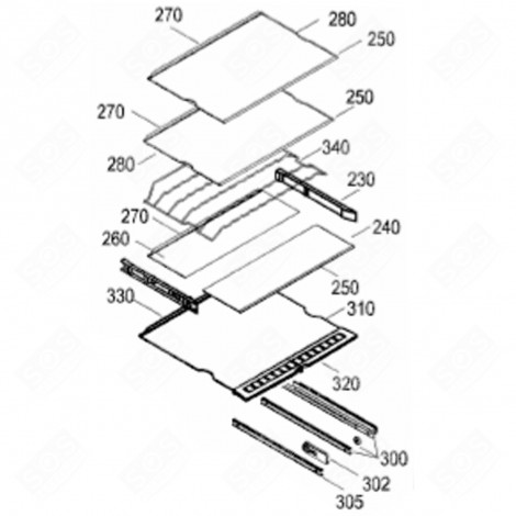 TABLETTE VERRE - COMPLÈTE (REPÈRE 240) RÉFRIGÉRATEUR, CONGÉLATEUR - 7276298