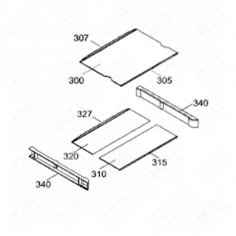 TABLETTE VERRE - COMPLÈTE (REPÈRE310) RÉFRIGÉRATEUR, CONGÉLATEUR - 7272868