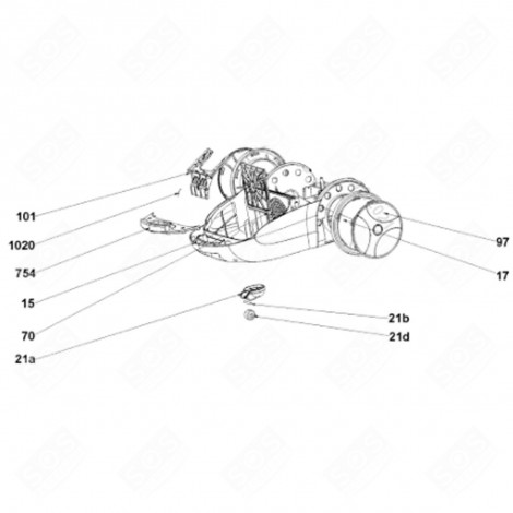 ROUE ARRIÈRE (REPÈRE 17) ASPIRATEUR - 49025478