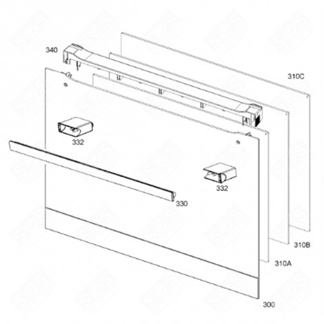 VITRE EXTÉRIEUR (REPÈRE 330) D'ORIGINE FOUR, CUISINIÈRE - 14003737909