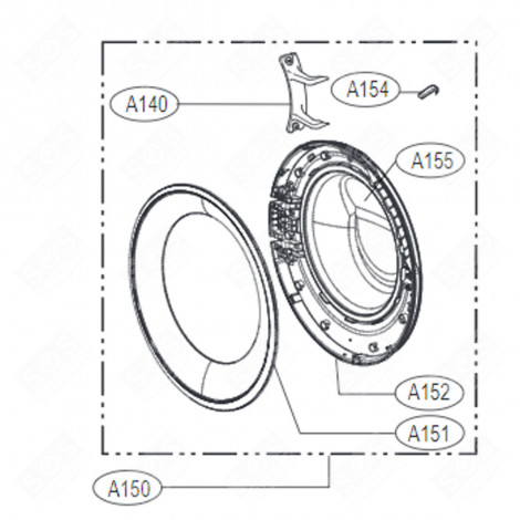 HUBLOT COMPLET REPÈRE A150 LAVE-LINGE - ADC74745510