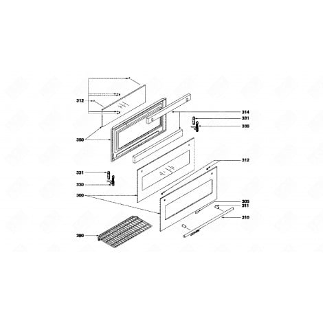 CONTRE PORTE AVEC VITRE (REPÈRE 350) FOUR, CUISINIÈRE - 74X5840