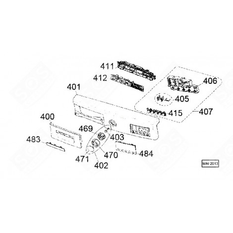 BOUTON POUSSOIR (REPÈRE 415) LAVE-LINGE - 42120245