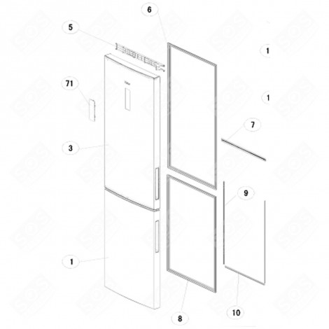 JOINT DE PORTE (REPÈRE 7) RÉFRIGÉRATEUR, CONGÉLATEUR - 0060222165