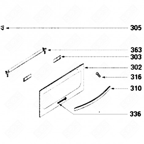 GLACE DE PORTE (REPÈRE 302) FOUR MICRO-ONDES - 74X0305