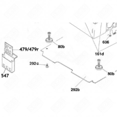 PIED POSTÉRIEUR À PARTIR DE 18/25 (REPÈRE 80B) LAVE-LINGE - 43023570