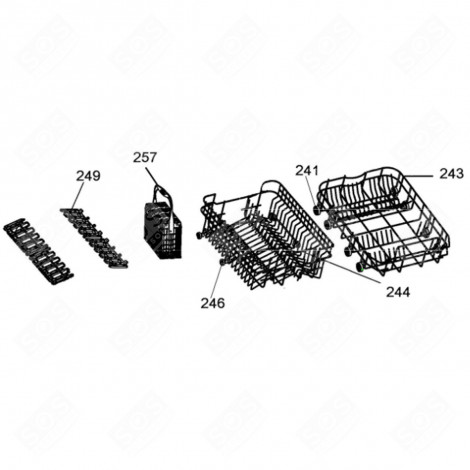 PANIER INFÉRIEUR (REPÈRE 243) LAVE-VAISSELLE - 49029004