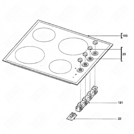 MANETTE (REPÈRE 25) FOUR, CUISINIÈRE - 412F91