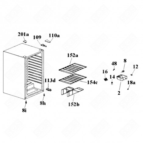 GRILLE SUPÉRIEURE (REPÈRE 152A) RÉFRIGÉRATEUR, CONGÉLATEUR - 49010076