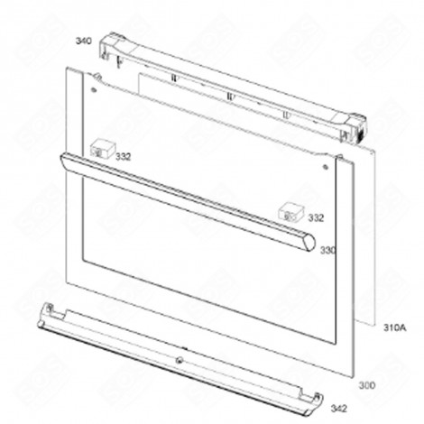 VITRE PORTE EXTÉRIEUR INOX (REPÈRE 300) D'ORIGINE FOUR, CUISINIÈRE - 5613093060 