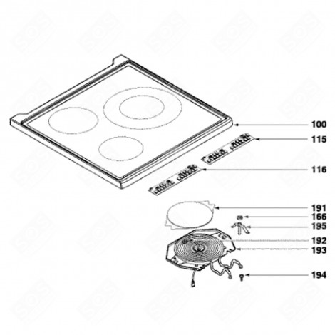 CARTE ÉLECTRONIQUE, CLAVIER DROITE (REPÈRE 116) FOUR, CUISINIÈRE - 72X8272 