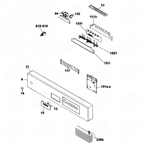 MODULE PROGRAMMÉ (REPÈRE 151 A-Z) LAVE-VAISSELLE - 49028885