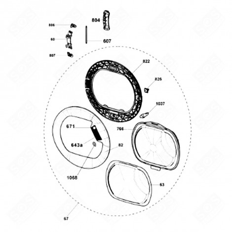 HUBLOT AVEC ENCADREMENT (REPÈRE 67) SÈCHE-LINGE - 40011306