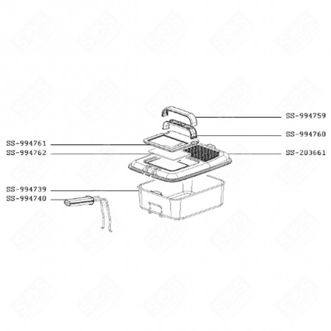 SUPPORT POIGNÉE DE COUVERCLE (REPÈRE SS-994761) FRITEUSE - SS-994761