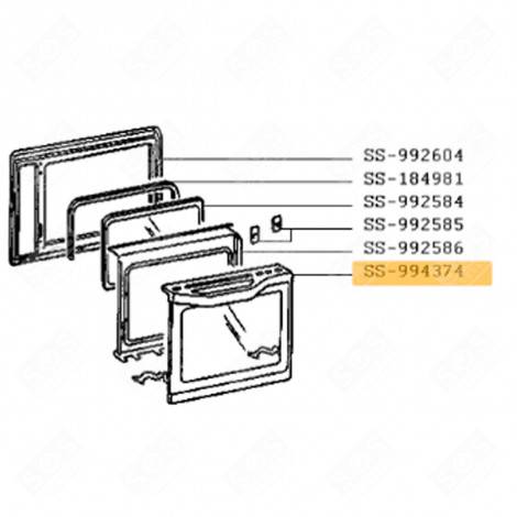 VITRE + POIGNÉE + SUPPORT (REPÈRE SS-994374)  465X347 MM FOUR, CUISINIÈRE - SS-994374