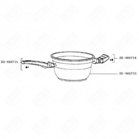 POIGNÉE LONGUE DE CUVE (REPÈRE SS-980735) CUISEUR VAPEUR - SS-980735