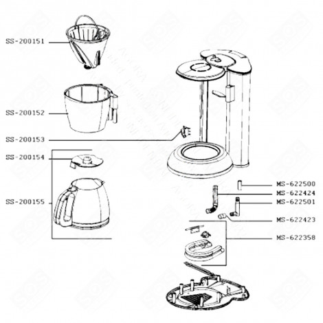 SUPPORT FILTRE (REPÈRE SS-200152) CAFETIÈRE, MACHINE À CAFÉ - SS-200152