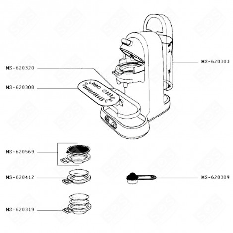 SUPPORT 2 DOSETTES CAFETIÈRE, MACHINE À CAFÉ - MS-620319