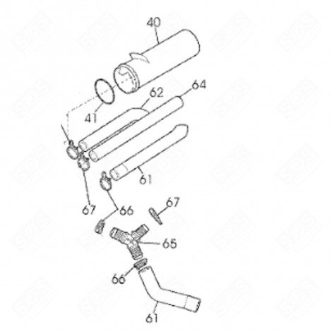 TUYAU DISTRIBUTEUR CUVE (REPÈRE 62) D'ORIGINE LAVE-LINGE - 1343723001