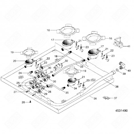 RESSORT BRÛLEUR RAPIDE (REPÈRE 16) PLAQUE DE CUISSON - C00139365