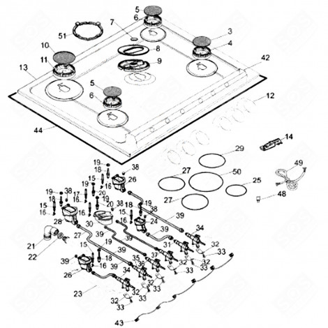 CABLE D'ALIMENTATION PLAN DE CUISSON (REPÈRE 49) PLAQUE DE CUISSON - C00049723