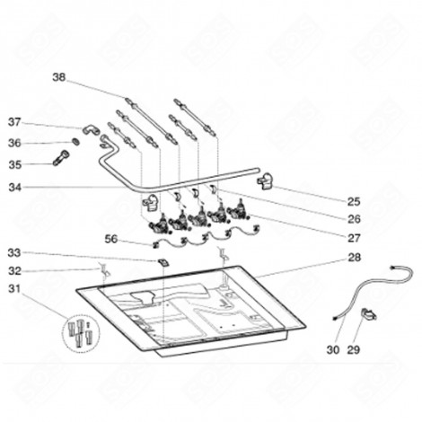 BRIDE DE FIXATION ROBINET (REPÈRE 25) FOUR, CUISINIÈRE - C00097492