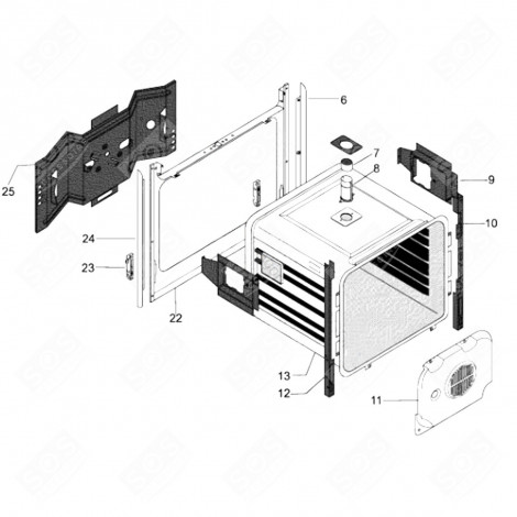 GARNITURE LATÉRALE DROITE (REPÈRE 6) FOUR, CUISINIÈRE - C00094437