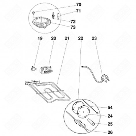 CABLE ALIMENTATION (REPÈRE 23) FOUR, CUISINIÈRE - C00084798