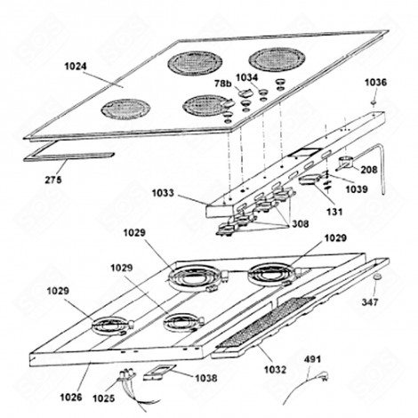 SUPPORT VOYANT (REPÈRE 1038) FOUR, CUISINIÈRE - 93556371