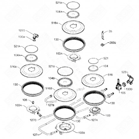 DOUILLE FIXATION ROBINET (REPÈRE 523) FOUR, CUISINIÈRE - 3530118029