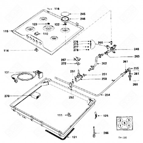 SUPPORT INJECTEUR AVANT GAUCHE (REPÈRE 248) PLAQUE DE CUISSON - 77X9330