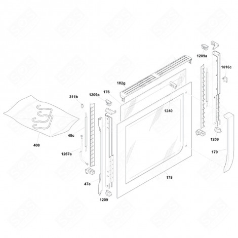 VITRE INTÉRIEURE DE PORTE FOUR, CUISINIÈRE - 42808857