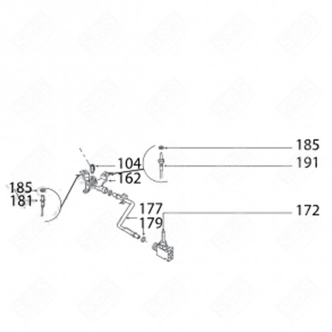 TUBE ALIMENTATION GAZ AVD (REPÈRE 176) PLAQUE DE CUISSON - 74X4682