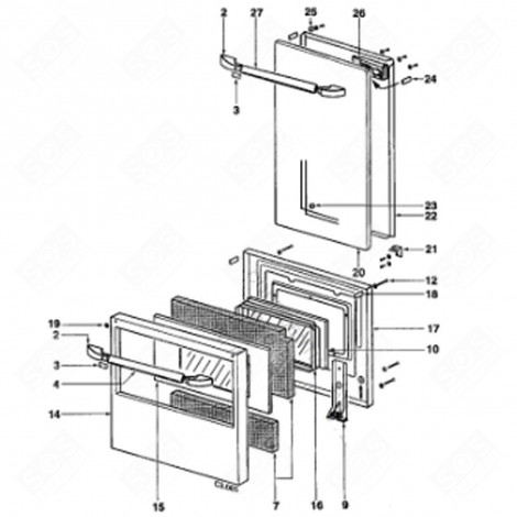 PORTE (REPÈRE 14) FOUR, CUISINIÈRE - 73X1301